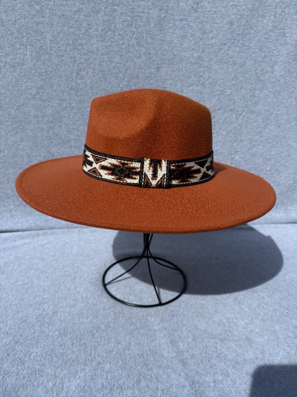 Woman's Western Rust Hat with Aztec Band Southwest Boho Rancher Native American